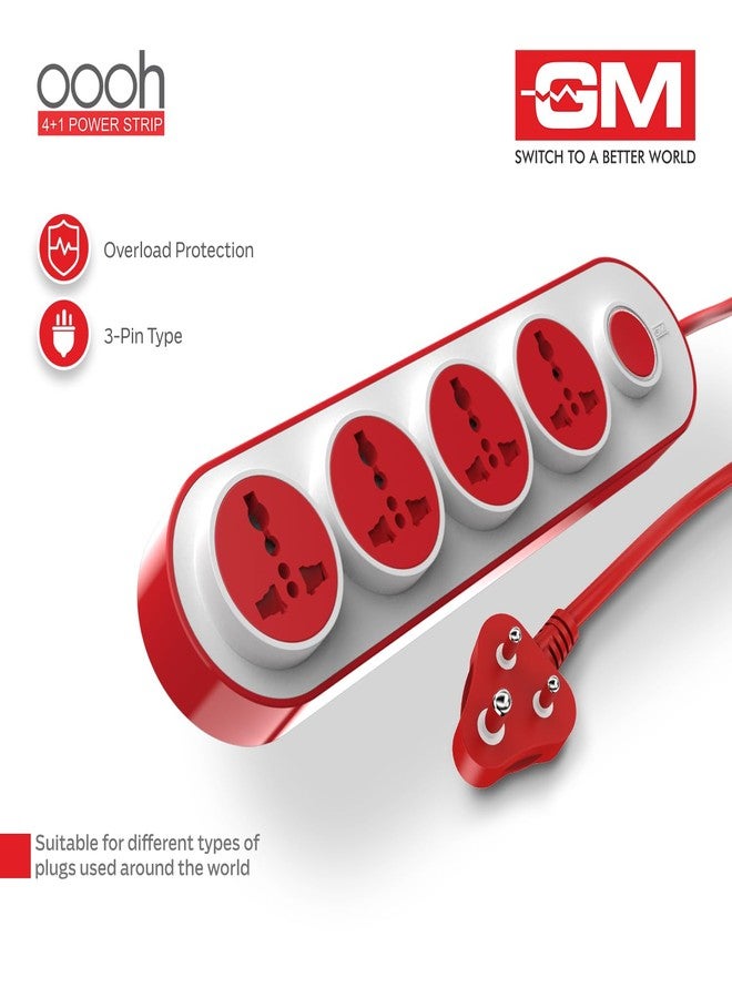 GM 10 Amp Extension Board with 2 Metre Heavy Duty Copper Extension Cord - 4 International Sockets, Master Switch, LED Indicator with Safety Shutter | GM 3257 - Image 5